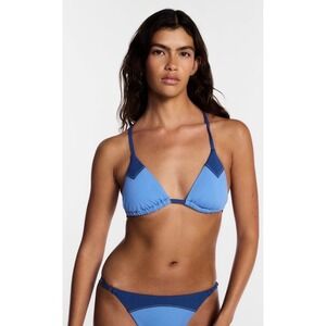 Coastal Kacey Musgraves Fisherman Lee Blue Denim Triangle Bikini Set NEW M